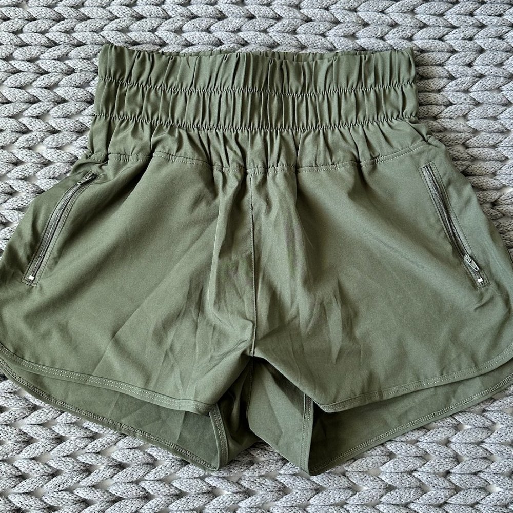 Super High Rise Lined Athletic Shorts with Thick Waist Band - Olive - Size S